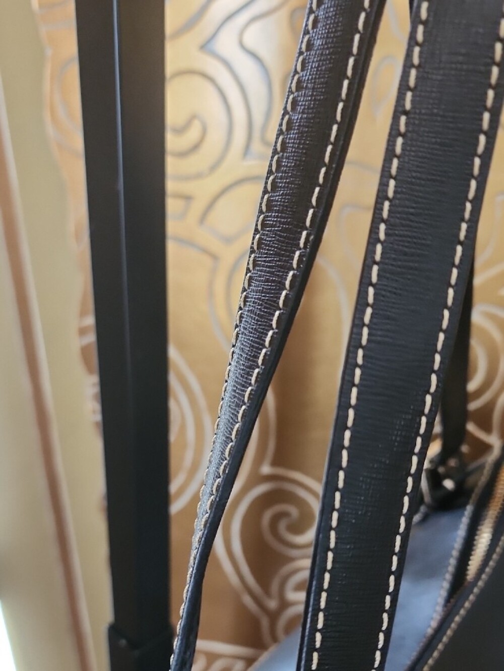 Dooney & Bourke Black Leather Shoulder Tote with Gold Hardware - Picture 6 of 9